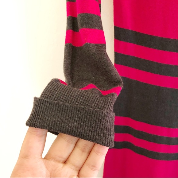 French Connection Pink Gray Stripe Knit Sweater Dress size 6 - Picture 5 of 6
